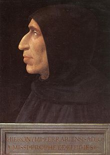 Ritratto del Savonarola (1498 ca.) di Bartolomeo di Paolo della Porta OP. Iscrizione: "Hieronymi Ferrariensis a Deo | missi prophete effigies".